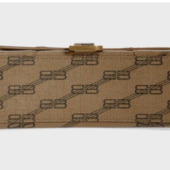 BALENCIAGA EXTRA SMALL HOURGLASS LICENSE LOGO CANVAS TOP HANDLE BAG in BEIGE - Picture 6 of 13